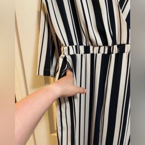 Free Generation Los Ángeles Women’s Striped Wrap Top Wide Leg Jumpsuit Size L - Picture 6 of 15